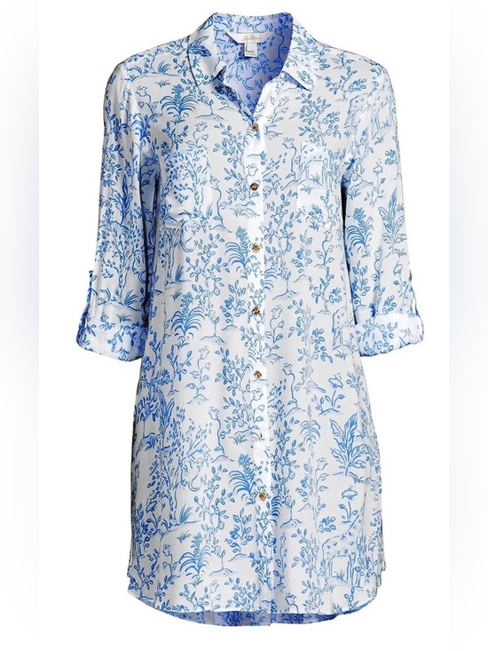 Lilly Pulitzer Other - Lilly Pulitzer Natalie Shirtdress Swimsuit Cover-up Resort White and Blue